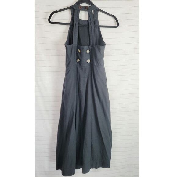 Anthropologie Maeve Greta Linen Midi Dress in Black, sz 0 - Picture 6 of 16
